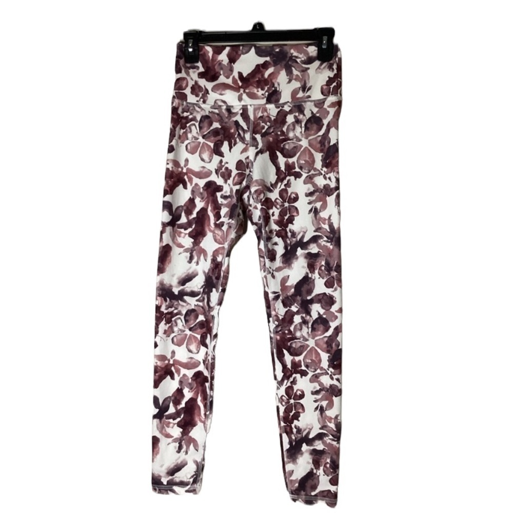 Balance Collection Floral Print Leggings - Burgundy and White